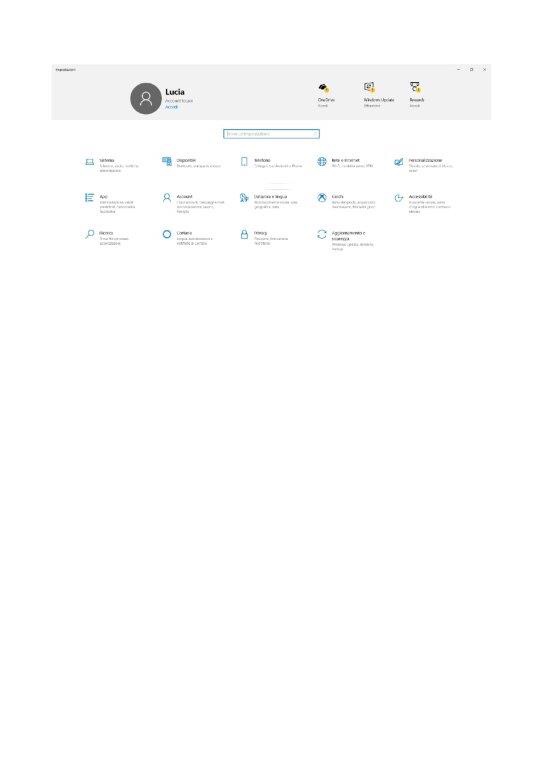 Schermata delle impostazioni di Windows 10